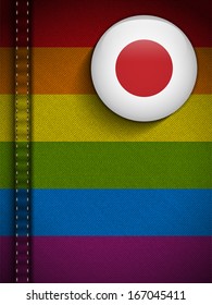 Vector - Gay Flag Button on Jeans Fabric Texture Japan