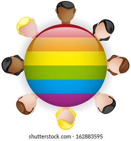Vector - Gay Flag Group Crowd Icon LGBT