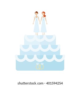 Vector Gay Lesbian Wedding Cake