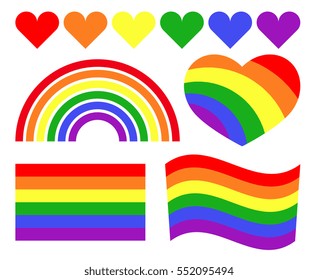 Vector Gay LGBT Rainbow Symbols. Homosexual Pride Banner Icon Illustration.