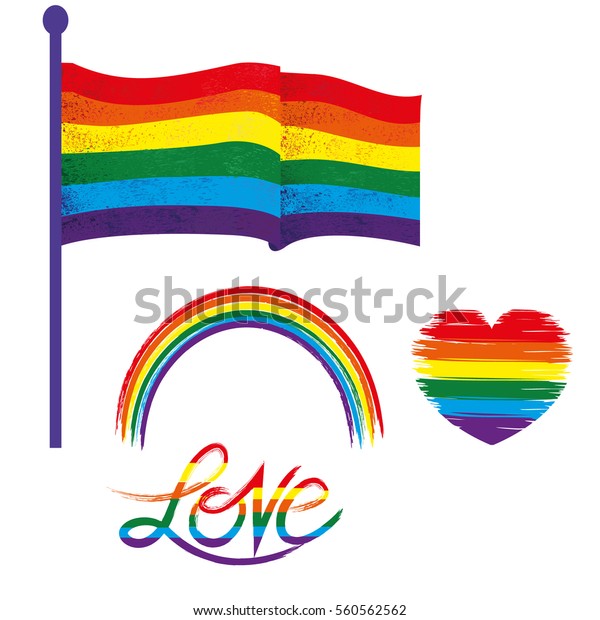 ベクター画像のゲイのプライドデザインエレメント 国旗 虹 心 愛 Lgbt ゲイ レズビアンのプライドシンボル のベクター画像素材 ロイヤリティフリー