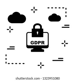  Vector GDPR Security Lock Screen Icon
