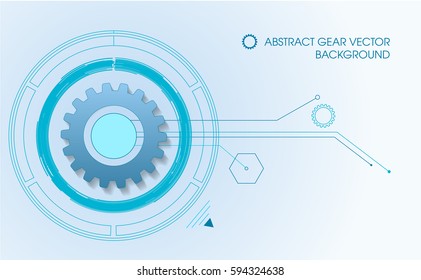Vector gear background in blue color.