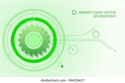 Vector gear background in green color.