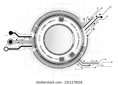 Vector gear with circuit board  on white background for business communication technology concept