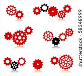 Vector gear and cogwheel set isolated on white
