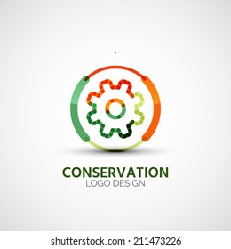 Vector gear company logo design, business symbol concept, minimal line design