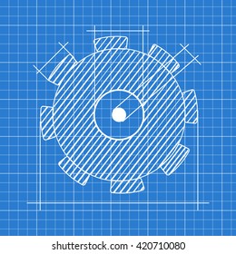 Vector of gear drawing symbol or icon