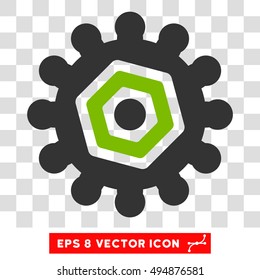 Vector Gear EPS vector icon. Illustration style is flat iconic bicolor eco green and gray symbol on a transparent background.