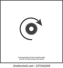 Vector gear icon and arrow. Workflow symbol on white isolated background. Layers grouped for easy editing illustration. For your design.