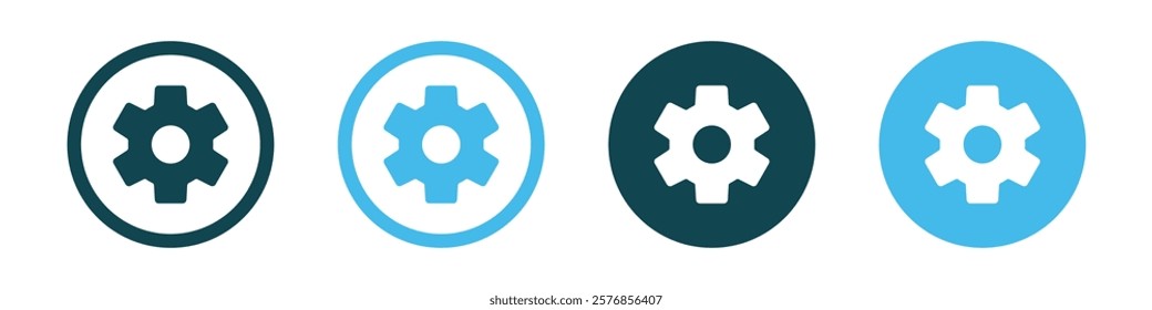 Vector Gear Icon In Circles. Setting Icon Symbols