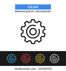 Vector gear icon. Cogwheel, cog wheel, industry. Premium quality graphic design. Modern signs, outline symbols collection, simple thin line icons set for websites, web design, mobile app, infographics