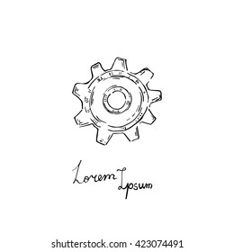 Vector gear icon. Doodle style. 