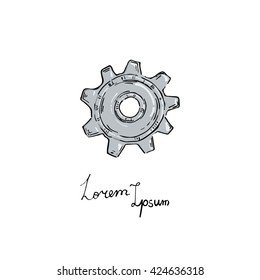 Vector gear icon. Doodle style. 