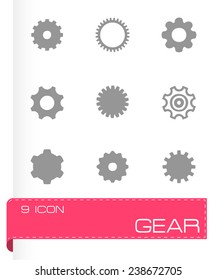 Vector gear icon set on grey background