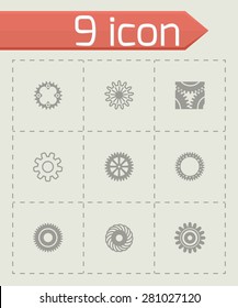 Vector Gear icon set on grey background