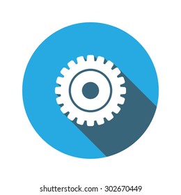 Vector gear icon with shadow in flat design. Cogwheels connection
