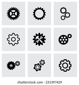 Vector gear icons set on grey background