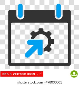 Vector Gear Integration Calendar Day EPS vector pictogram. Illustration style is flat iconic bicolor blue and gray symbol on a transparent background.