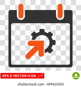 Vector Gear Integration Calendar Day EPS vector icon. Illustration style is flat iconic bicolor orange and gray symbol on a transparent background.