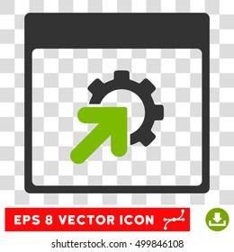 Vector Gear Integration Calendar Page EPS vector pictograph. Illustration style is flat iconic bicolor eco green and gray symbol on a transparent background.