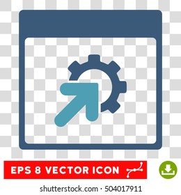 Vector Gear Integration Calendar Page EPS vector icon. Illustration style is flat iconic bicolor cyan and blue symbol on a transparent background.