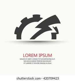 Vector of gear and lightning logo symbol or icon