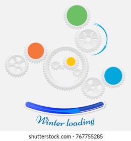 Vector gear relationship for business concepts. Can be used for info-graphic, advertising printing, website, modern template, business brochure. Winter loading concept