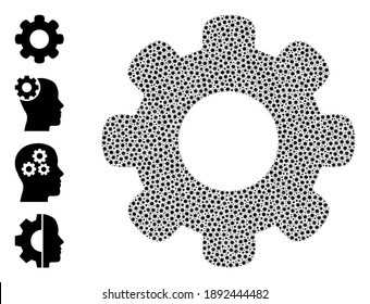 Vektorradsymbol Coronavirus mosaik. Das Zahnradmosaik besteht aus winzigen Bestandteilen der Koronavirus-Infektion. Collage ist für Arztprojekte organisiert.