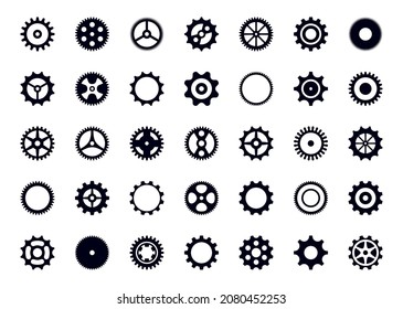 Vector gear wheel icons on white background