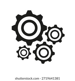 Vector Gear Wheel isolated transparent background. Vector illustration of simple black Gear Wheel element for mechanism decor. EPS 10