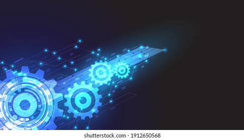 Vector Gear wheel pattern on powder circuit, electronic light line on background.EP-5.Used to decorate billboards, messages, publications and other works