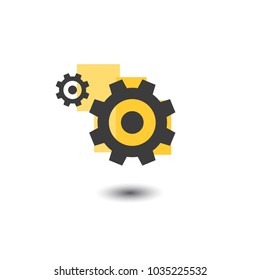 Vector Gears Black Icon. Vector illustration. Flat design