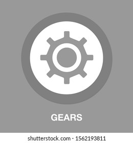 Vector Gears - Cogs Icon - Settings Symbol, Industrial Element Isolated