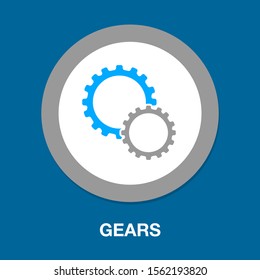 Vector Gears - Cogs Icon - Settings Symbol, Industrial Element Isolated