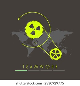 Vector Gears connected to each other. Teamwork.