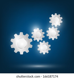 vector gears glowing in dark blue background