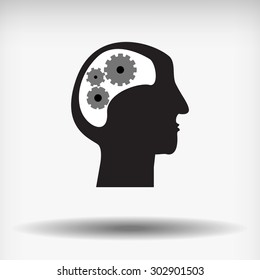 Vector : Gears in head logo and shadow