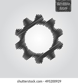 Vector gears icon in scribble style. Flat design. EPS 10