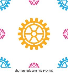 Vector gears icons seamless patterns machine wheel mechanism machinery mechanical, technology technical sign