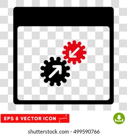 Vector Gears Integration Calendar Page EPS vector pictogram. Illustration style is flat iconic bicolor intensive red and black symbol on a transparent background.