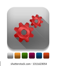 Vector Gears With long shadow over app button