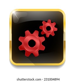 Vector Gears With long shadow over app button