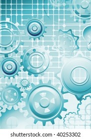 vector gears on circuit background