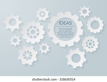 Vector gears/cogwheels with space for custom text. Includes blends and gradients.