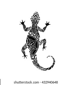 Vector of Gecko lizard in zentangle style 