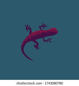 Vector gecko silhouette illustration glowing red