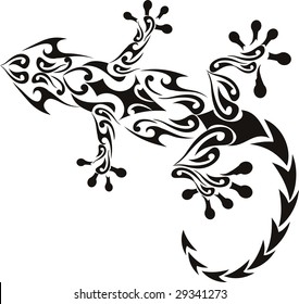 vector gecko tattoo isolated on withe background
