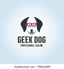 Vector Geek Dog Logo Design Template 