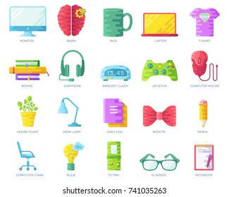 Vector it geeks people colorful icons illustrations set. Flat office professional developer around workplace technology collection